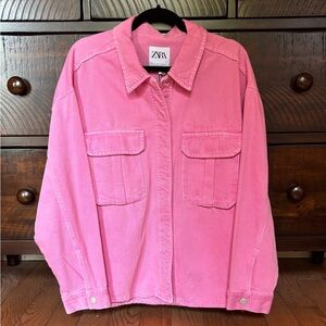 Zara Pink Utility Jacket with Relaxed Fit, NWT, size Small